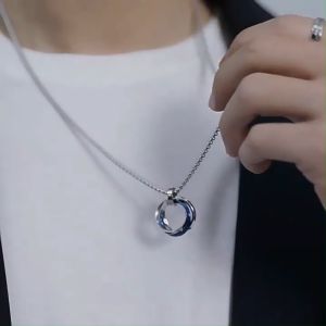 Triple Ring Necklace Kalung Rantai Panjang Silver Model 3 Cincin Titanium Stainless Steel Anti Karat