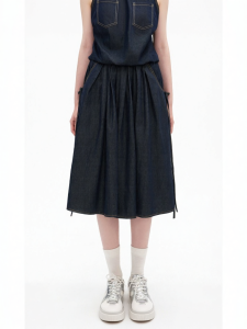 Cotton-Blend Vintage Original Color Bow-decorated Summer New Skirt
