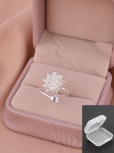 925 Sterling Silver Flower Ring Womens Minimalist Design High End Luxury Adjustable Open Finger Ring Cold Style Engraving