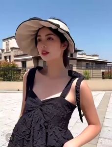 Mũ vành tròn nửa đầu mũ rộng vành cói bèo nhún nón nữ chống nắng vân sần thời trang thanh lịch - Life Style 4U