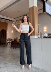 กางเกงขากระบอกกลางผ้าซาร่า