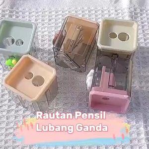 RAUTAN PENSIL 2 LUBANG Karakter Double Hole Box Pencil Sharpener Rautan Pensil Lubang Ganda Bentuk Karakter Kartun 3D Lucu
