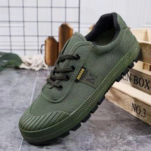 Liberation Shoes Mens Breathable Work Shoes New Arrival Abrasion Resistant Canvas Outdoor Construction Site Non Slip Rubber Summer Hiking Shoes