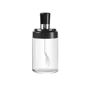 แพค 4 ชิ้น ขวดใส่เครื่องปรุง ขวดใส่เครื่องปรุงอาหาร ขวดแก้วใส่เครื่องปรุง  พร้อมช้อนตักในตัวสีดำ มีแบบแปรงและ แบบช้อน