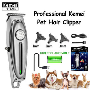 Kemei KM-1949 Professional Hair Clipper Pet USB Electric Cordless Hair Trimmer T-Blade carving Hair cut Machine For Dogs Shihtzu