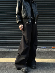 Casual Wide Leg Suit Pants Shark Line Pleated Leisure Trousers for Men And Women DK Melissa Brand Loose Fit Anti-Wrinkle