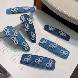 กิ๊บติดผมสไตล์คาวบอยโบว์มุกแฟชั่นสไตล์เกาหลีหน้าม้านักเรียนเครื่องประดับผมสำหรับผู้หญิง-YV