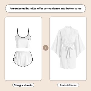 CHENGCHE | Seductive Elegant Pure Desire White Icy Silk Camisole and Shorts Sleepwear