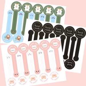 100Pcs Long Pink Cute "Thank You" Stickers - Handmade Bakery Cake Packaging Sealing Labels
