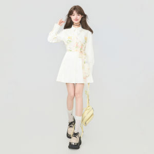 KEIKO | Floral Print Gauzy Patchwork Dress Elegant Drape and Slimming Effect