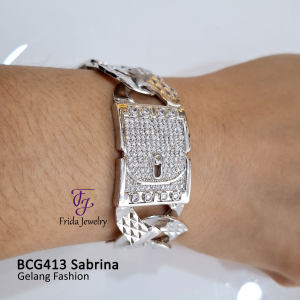 Gelang Pesta Sabrina Belt Mata Elegan Rante Sisik Naga Ukir Perhiasan Fashion Kualitas Premium