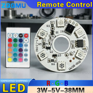 LED 3W DC5V RGB Light Panel 38mm Colorful Gradient Chip With Remote For DIY Beech Wood Lamp Stage Lighting Source