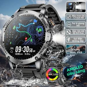 Đồng Hồ Thông Minh Nam 2025 Màn Hình AMOLED 1.7 Inch Pin 1000mAh Gọi Bluetooth Chống Nước IP68 Theo Dõi Thể Dục Thể Thao
