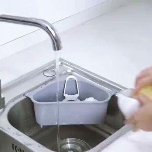 Rak Sudut Wastafel Dapur Tempat Penyimpanan Spon Cuci Piring Serbaguna