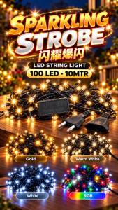 (BURST SPARK) 100LED 10MTR String Lights Strobe Flashing Fairy Light IP44 Festive Decor CNY Christmas Lampu Raya Lip Lap