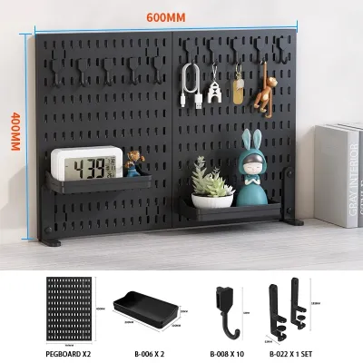 No-Drill Clamp-On Standing Pegboard Storage Organizer Desktop Rack with DIY Accessories Office Desk Stationery Holder