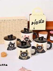 Cốc Uống Nước Mèo Dễ Thương Ly Cốc Sứ Cặp Đôi Văn Phòng Kèm Hộp Quà Tặng Cao Cấp