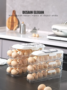 Angola Tempat Penyimpanan Telur 2 Tingkat C47 Rak Telur 2 Susun Serbaguna / Egg Storage Organizer