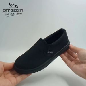 Spako Cushioned Collar Basic Canvas Black School Shoes Size 28-35 Kasut Canvas Sekolah Hitam By OnGoin Official