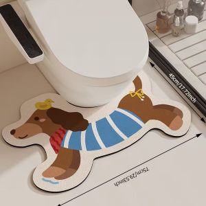 VIKAMA Cartoon Dachshund-Shaped U-Shaped Toilet Seat Cover Absorbent and Non-Slip Bathroom Rug Bathroom and Home Decor