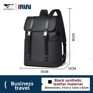 SEPTWOLVES | Leather Business Laptop Backpack Large Capacity