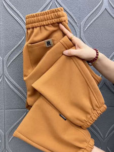 Womens Fleece Lined Casual Harlan Pants High Waist Elastic Waistband Cotton Wool Blend Slimming Nine Point Sports Sweatpants