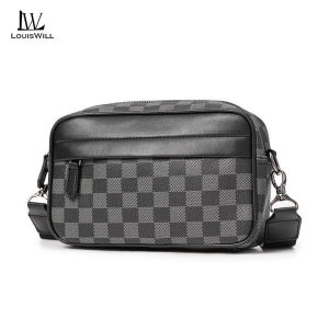 LouisWill กระเป๋าผู้ชายผู้ชายแฟชั่นกระเป๋าสะพายไหล่กระเป๋าพาดไหล่ลำลองสะพายข้างสำหรับผู้ชายกระเป๋าสะพายไหล่กระเป๋า PU ความจุมาก