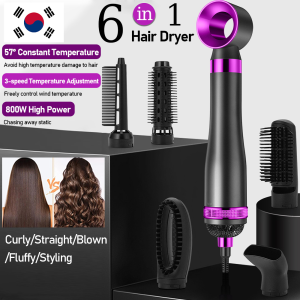 6 in 1 Multifunctional Hair Dryer Hair Styler Hair Curler Hair Iron Hair Styling Tools Quiet High-speed High-power Intelligent Constant Temperature Negative Ion Hair Care Household Use Blower Hair Dryer for Curling Volumizing Straightening Styling