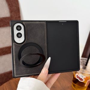 szhaiyu | Luxury Sheepskin Leather Phone Case for Samsung Galaxy Z Fold 8 Ultra 360° Rotating Stand for Magsafe Magnetic Charging Cover