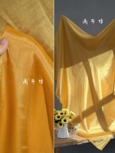 Gold Yellow Crystal Shine Satin Smooth Designer Organza Fabric Home Sponge Pad DIY Handcraft European Style Mixed Fiber