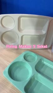 Piring Makan 5 Sekat Bahan Jerami Gandum - Flat Dinner Plate Tempat Makanan Bayi Anak Balita Dengan Sekat Pemisah Lauk Wadah Tray Catering 5 Partitions Aman Bisa Microwave - GP Mall