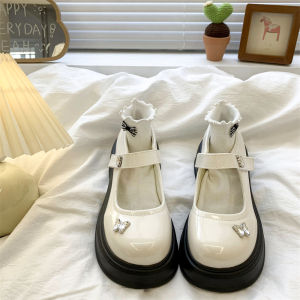 Cool รอบหัวหนารองเท้าผู้หญิง 2024 ใหม่ผีเสื้ออเนกประสงค์สไตล์ญี่ปุ่น PK หนาแพลตฟอร์มปากตื้นรองเท้าแมรี่เจน