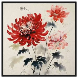 Tranh treo tường tranh dán tường hoa cúc thủy mặc. CGI-184