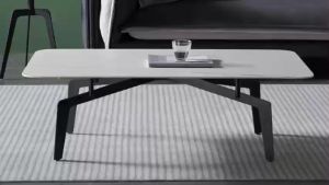 Bàn trà đơn Sofa phòng khách mặt đá chữ nhật chân kim loại kiểu chân nhện hiện đại sang trọng