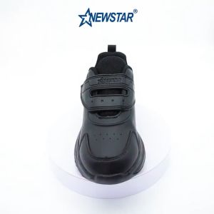 NewStar W723B Black School Shoes Lightweight Velcro Strap Kasut Hitam Sekolah Ringan