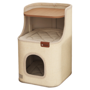 HOOPET | Durable Non-Flaking Cat Scratching Post with Bedside Cabinet and Nest Integrated Two-layer Jute Year-round