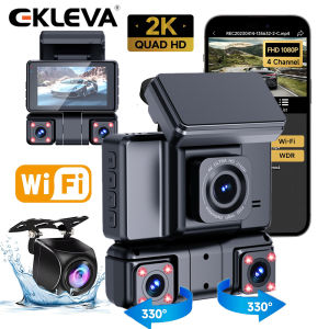 EKLEVA 4 Channel 2K+1K+1K+1K Car DVR Dash Camera 3 Inchs WiFi Car Camera 360 Dash Cam Front and Rear Inside Left Right Infra-Red DVR 4 Lens Video Recorder
