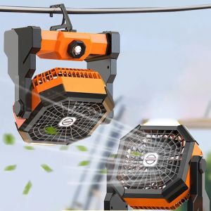 พัดลมแบบชาร์จไฟแบบพกพา 6 ถึง 25 ชั่วโมงปรับความเร็วได้ 7800mAh Outdoor Camping พัดลมไฟ LED สําหรับเต็นท์ตกปลาปิคนิคพัดลม