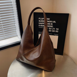 Retro Large Capacity Soft Surface Tote Bag Womens Single Shoulder Underarm Casual Versatile PU Leather Handbag