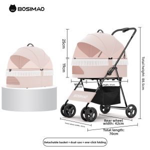 BOSIMAO | Lightweight Foldable Pet Stroller for Small Dogs