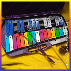 Đàn gõ xylophone 27 phím  đàn xylophone hộp kim nhôm đồ chơi cho bé phát triển năng khiếu âm nhạc đầy đủ màu sắc.