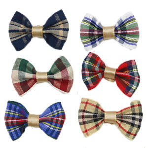(50pcs/pack) 35mm British Style Patterned Bow Homemade Sewing Hair Clip Home Textile Clothing Shoes Hats Brooch Tie Material Ribbon Bows DIY