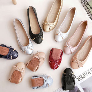 Casual round Toe Womens Flat Bottom Butterfly Knot Shoe Fashionable Spring Autumn Flats Soft Sole Versatile Bean Bean Shoe
