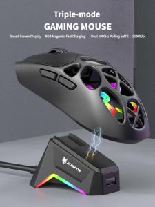 Chuột Chơi Game Không Dây NexusClick Tri-Mode 2.4G/Bluetooth/Có Dây 1000Hz 12000DPI RGB Đế Sạc Từ Tính Dành Cho PC Chơi Game Thể Thao Điện Tử