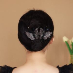 Elegant Embroidered Butterfly Sparkling Rhinestone Twist Clip 2025 New High End Luxury Unique Design Hair Accessory Headwear