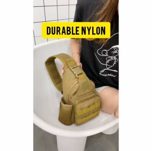 (LOCAL STOCK) Military Chest Sling Bag Tactical Shoulder Bag with USB Charging Waterproof Molle Backpack Water Bottle Holder