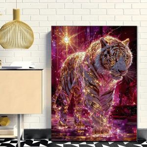 Jigsaw Puzzle Artistic Fluorescent Tiger Animal Portrait For Adults Family Creative Fun Stress Relief Birthday Holiday Gift