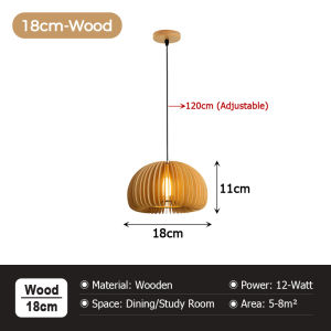 LANTU 42cm Japanese Wooden Lantern LED Pendant Light Tricolor Hanging Lamp for Bedroom Living Room Zen Tea Room Restaurant Bedside Bamboo Chandelier