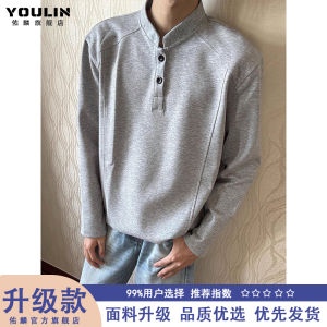 เสื้อยืดคอกลมแขนยาวผู้ชาย ทรงหลวม ทรงปกติ ทรงลำลอง ฤดูใบไม้ร่วง ทรงปกติ คอกลม ทรงปกติ เสื้อชั้นใน