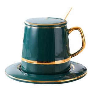 MONGDIO | Elegant Ceramic Coffee Mug with Lid and Spoon